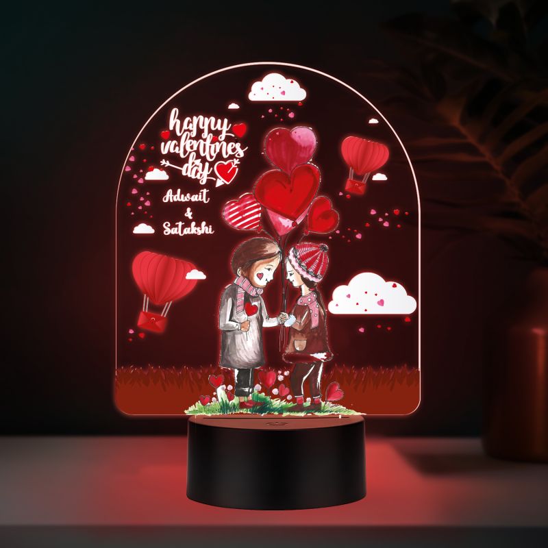 Personalized Valentine LED Lamp with Custom Name  7 Color Changing Romantic Night Light Valentine Gift for Couples Couple Night Light Frame Lamp